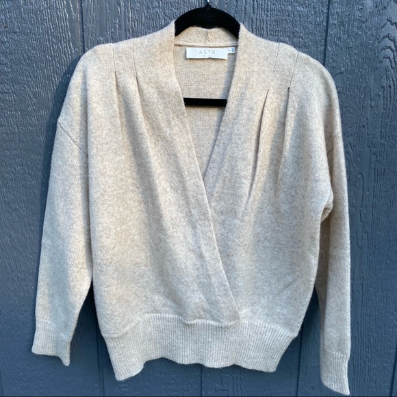 ASTR The Label Sweater Wrap Front Tan S - Picture 1 of 9